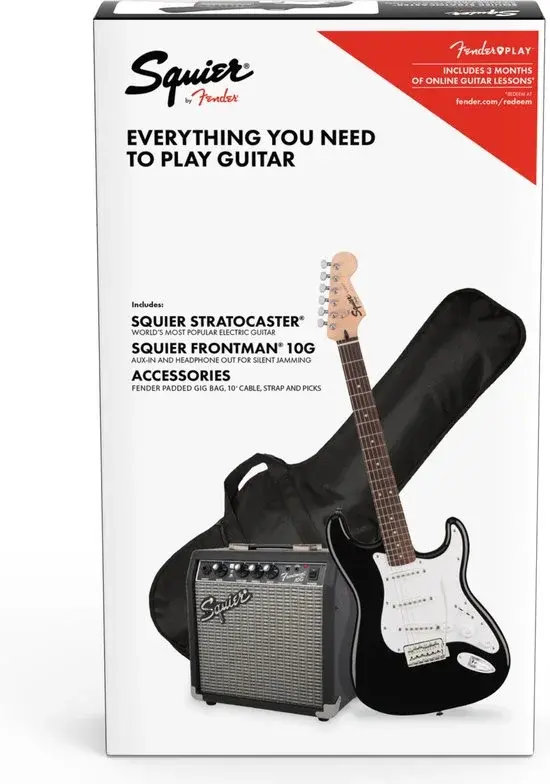 Squier Stratocaster Pack Black Guitare Électrique - Nouveau Outlet