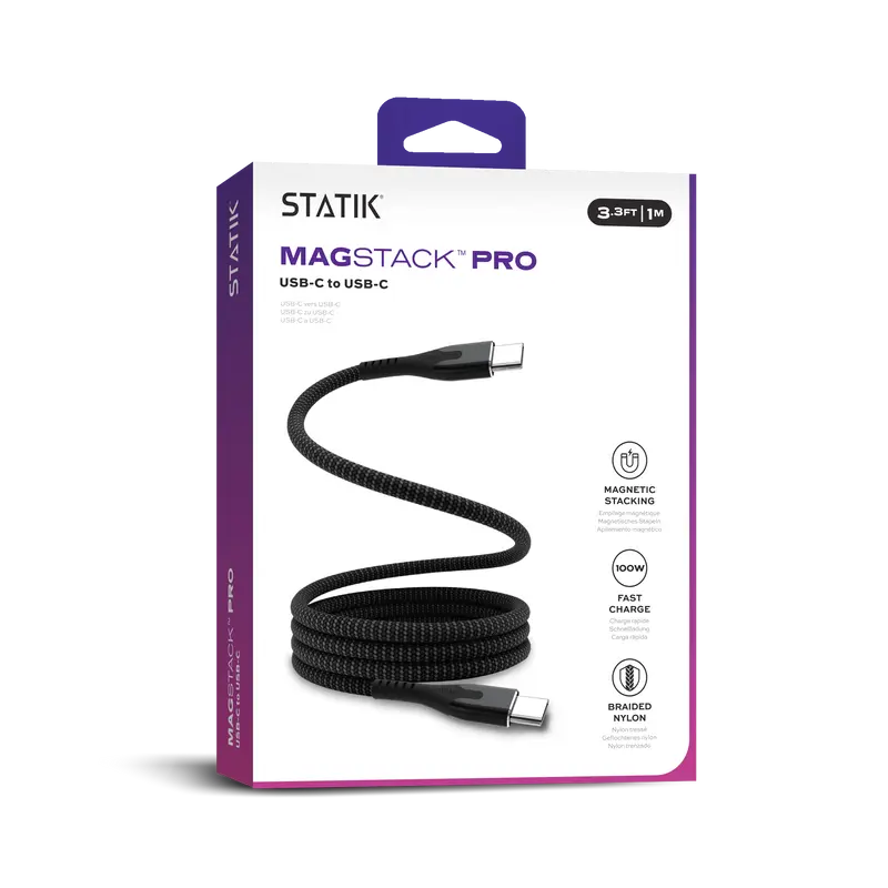 Statik - Câble Téléphone Magnétique - Magstack Pro Cable Usb-C  To Usb-C - 1M