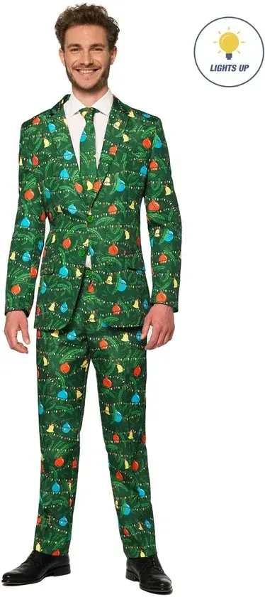 Suitmeister | Costume de Noël vert avec lumières | Homme | M