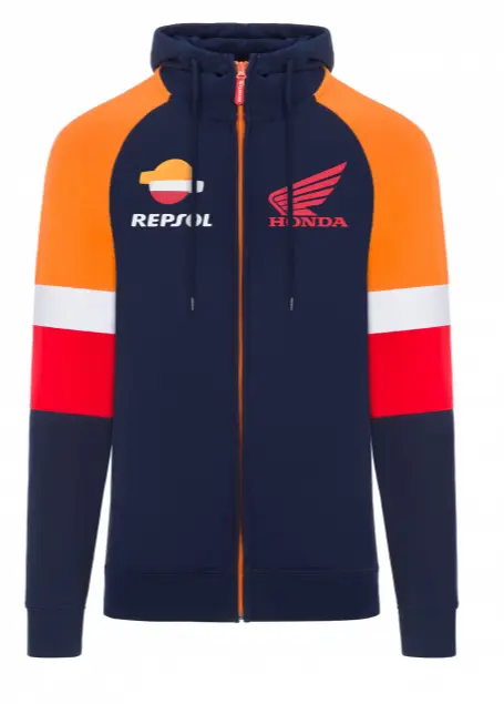 SWEAT ZIPPE HONDA REPSOL BLEU ROUGE ORANGE