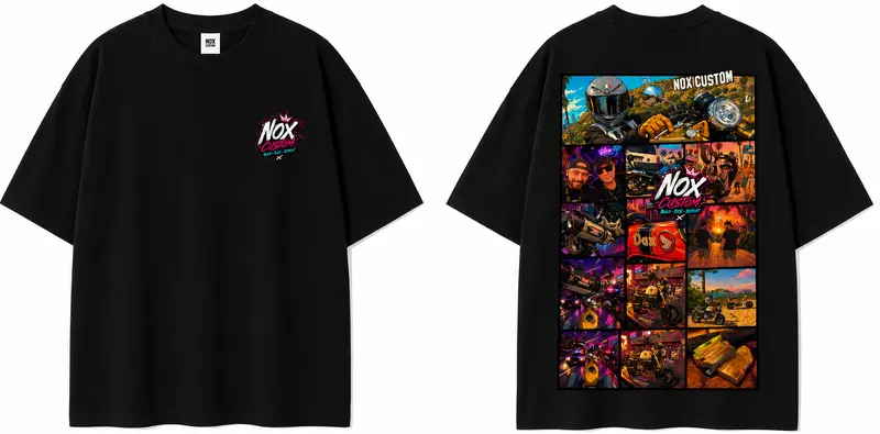 T-shirt Oversized NoxCustom GTA Édition — 100 % coton 300 g/m² (Noir / Rose)