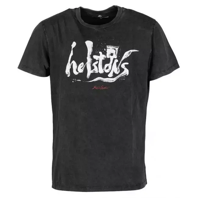 TEE SHIRT HELSTONS PISTON COTON NOIR BLANC