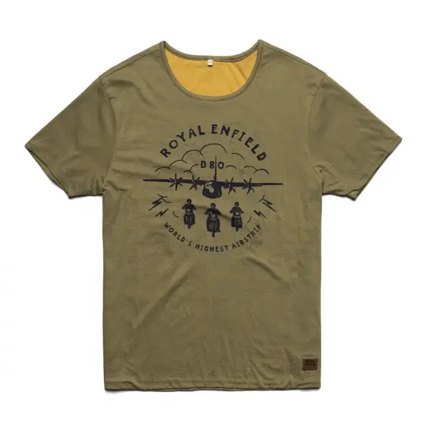 TEE SHIRT  ROYAL ENFIELD REVERSIBLE VERT MOUTARDE
