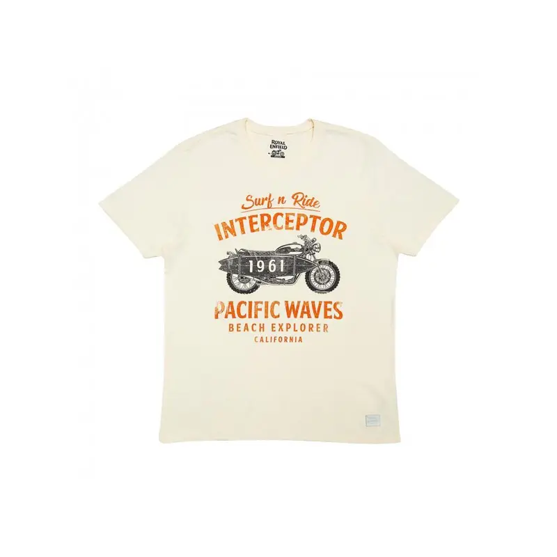 TEE SHIRTROYAL ENFIELD PACIFIC WAVES BLANC