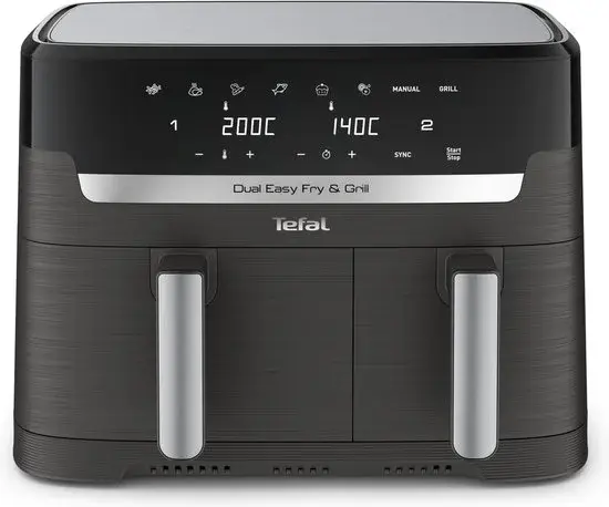 Tefal Easy Fry Dual XXL & Grill EY905B Zwart - Nieuw Outlet