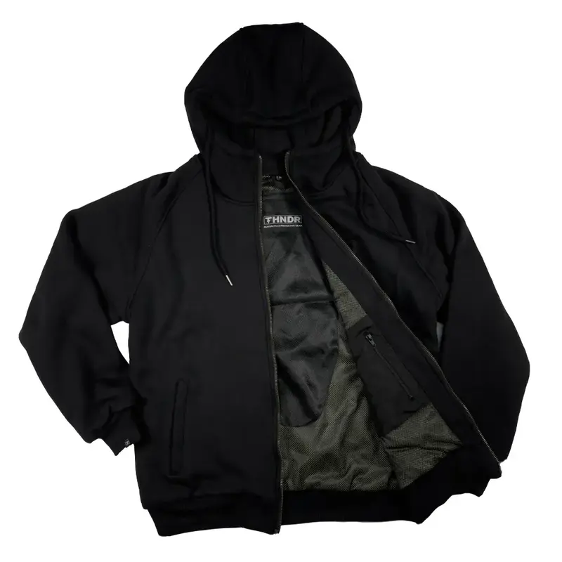 THNDR Blackout - Sweat à capuche en kevlar pour motards