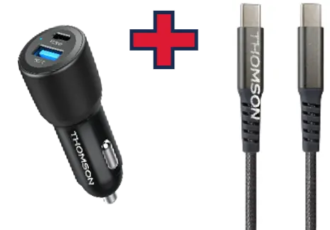 Thomson - Pack Chargeur De Voiture 60w + Cable USB-C 65W