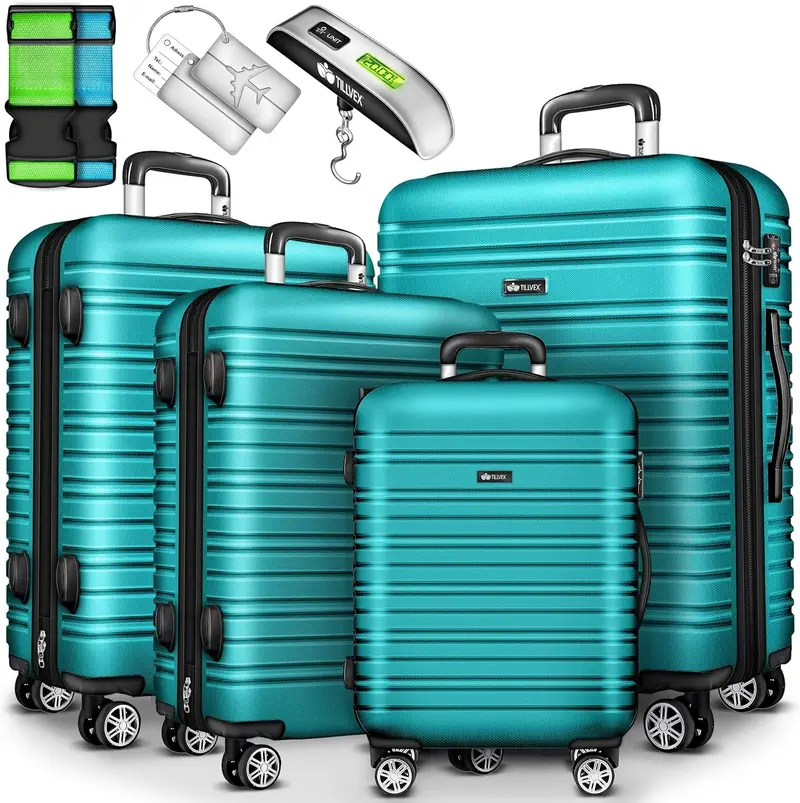 Tillvex Set de 4 valises rigides avec serrure TSA - Nouveau Outlet