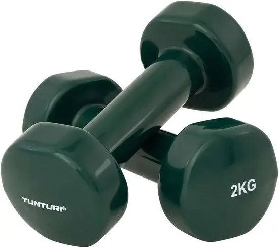 Tunturi Ensemble d'haltères 2x2kg Vinyle Vert - Nouveau Outlet