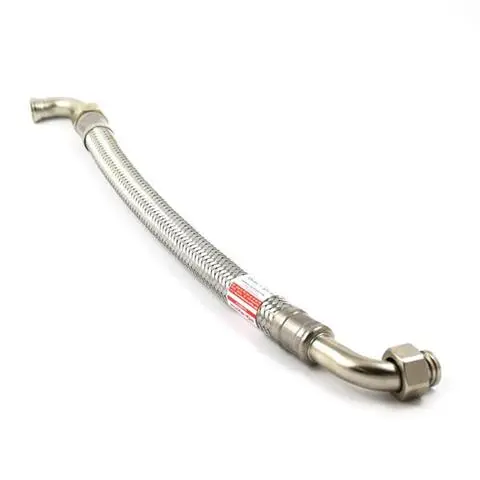 Tuyau tressé acier 55 cm - 2x filets 3/4 femelle avec coudes 90°