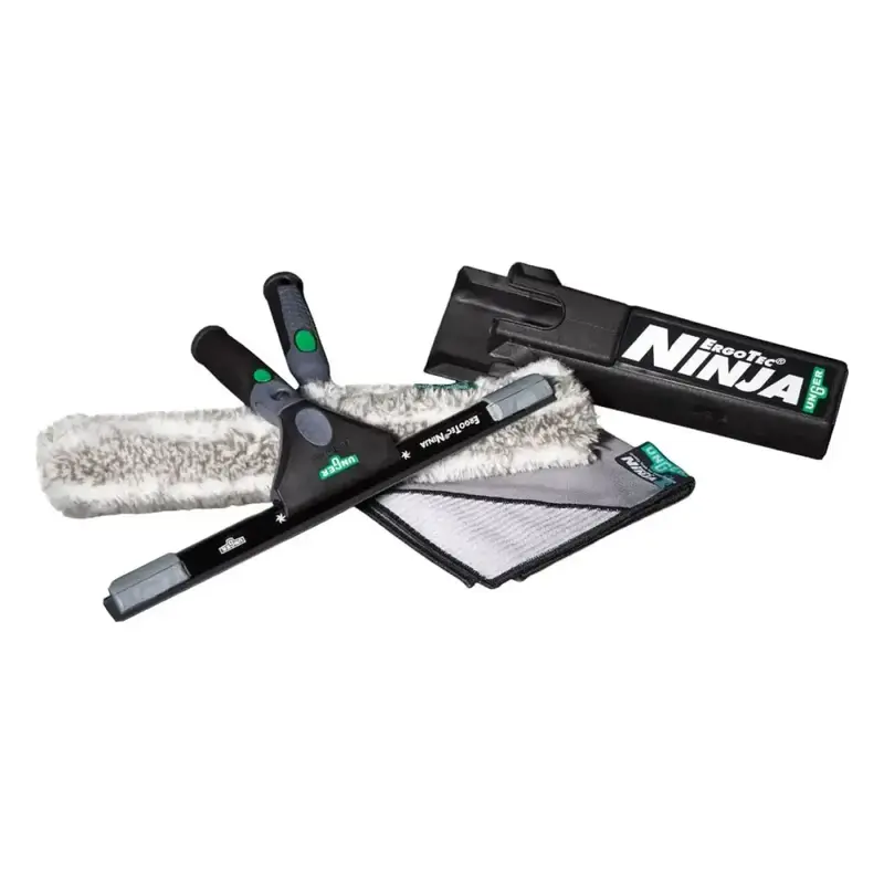 UNGER AKN12 ErgoTec NINJA Set de nettoyage de fenêtres 4 en 1