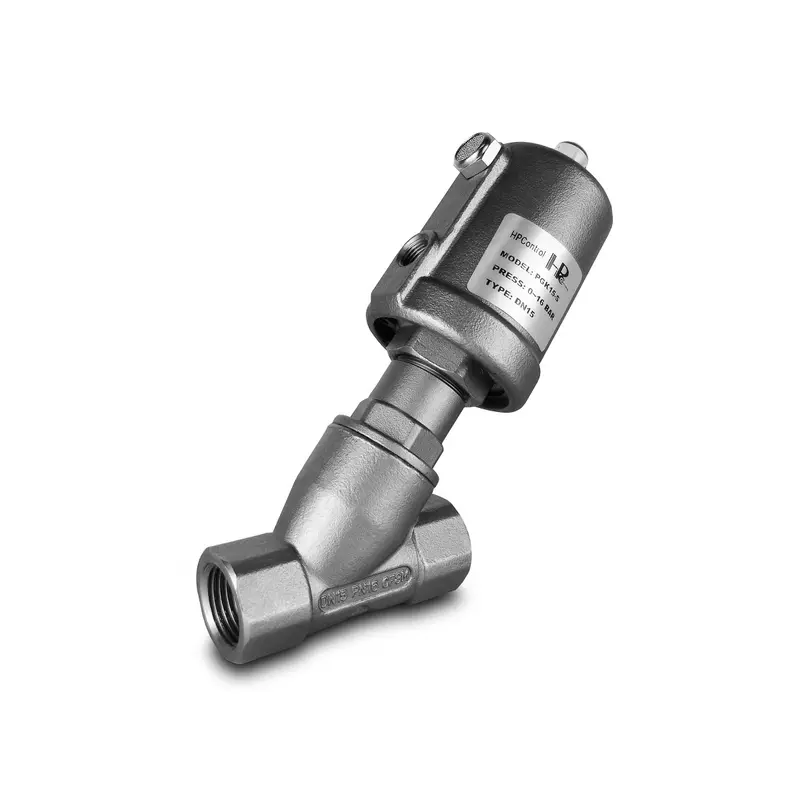 Vanne Pneumatique d'Angle 1/2 Pouces SS316, NO DN15 - PGK15-NO-S