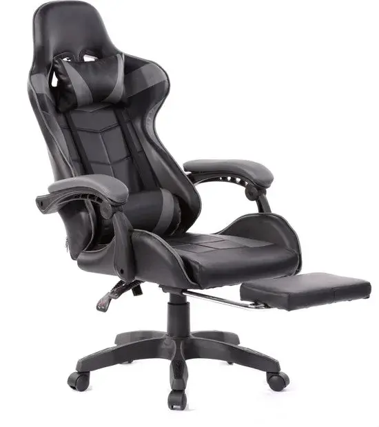 VDD Gaming Cyclone Gamestoel Voetsteun Grijs-Zwart - Nieuw Outlet