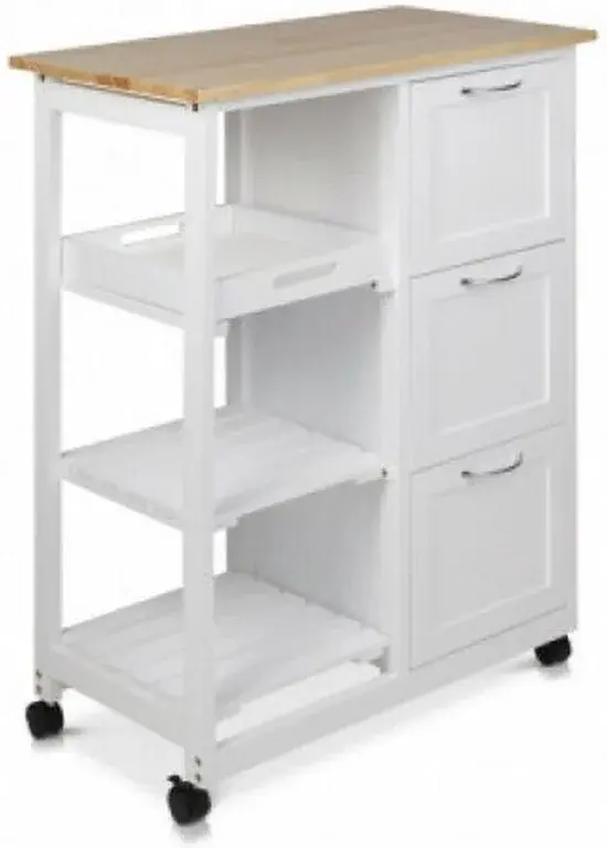 Velyon Keukentrolley MDF Wit - Nieuw Outlet