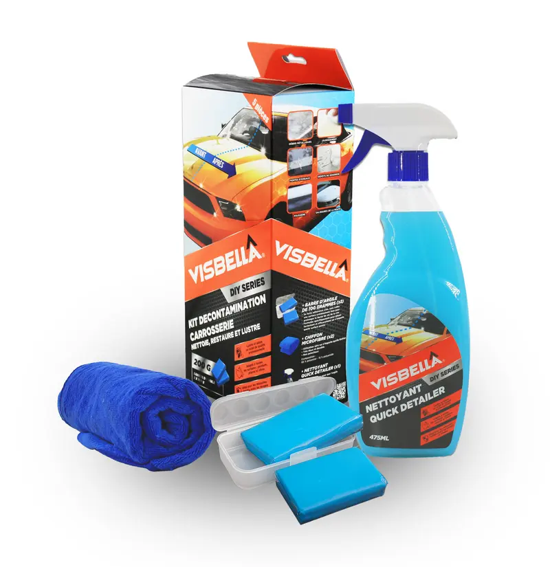 Visbella - Décontaminant Carrosserie Voiture - Nettoyage en Profondeur avec Argile Décontaminante pour Peinture et Carrosserie - Élimine Résidus, Polluants et Impuretés