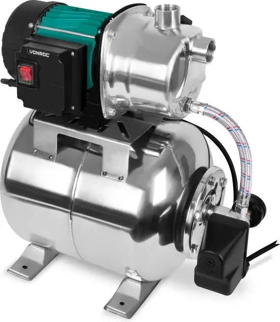 VONROC Hydrofoorpomp 1000W RVS Tank 19L - Nieuw