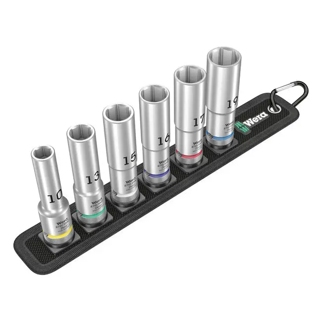 Wera Socket Belt with 1/2" Drive Hex Deep Sockets Metric Sizes (ceinture de douilles avec douilles hexagonales profondes à entraînement 1/2")