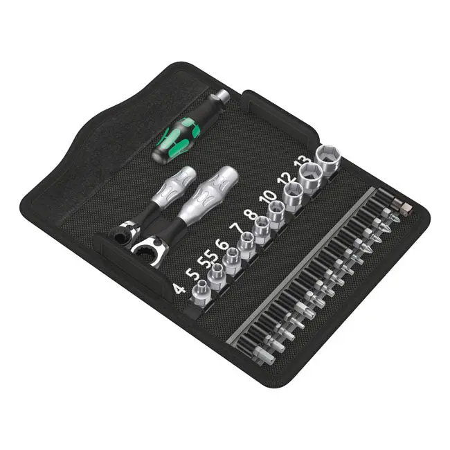 Wera Zyklop Ratchet Kit Kraftform Mini 2 1/4" Drive 27-pcs Metric Sizes