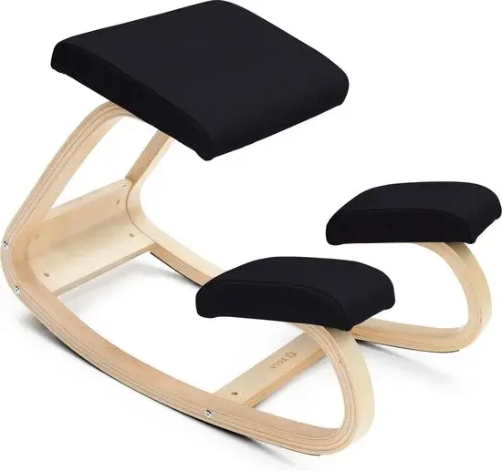 Zola Ergochair Kniestoel Naturel Hout Zwart Linnen - Nieuw